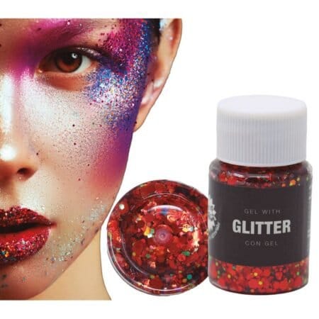 Červený glitter gel