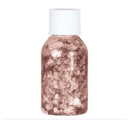 Růžovozlatý třpytivý glitter gel zepředu