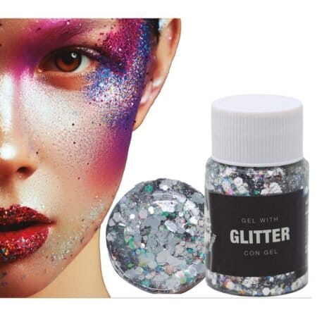 Stříbrný glitter gel