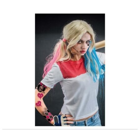 Tetování na obličej Harley Quinn - pohled zepředu