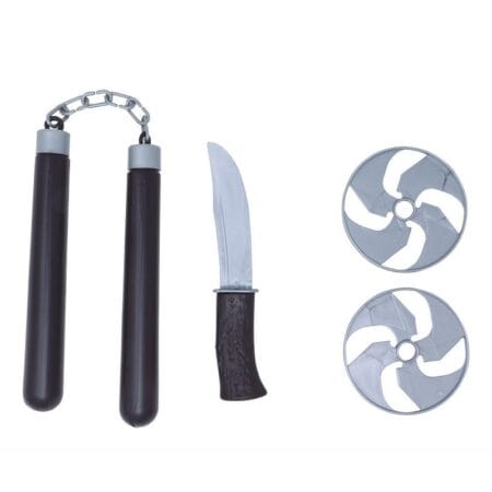 ninja set s nunchaky, shurikenem a dýkou