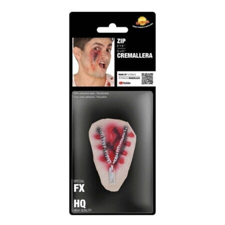 Pohled zezadu na Oční Zip Latexová Jizva