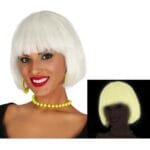 Bílá Fluorescenční Paruka Bob Zepředu