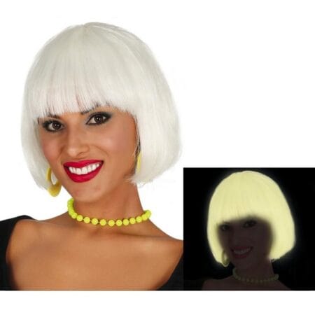 Bílá Fluorescenční Paruka Bob Zepředu