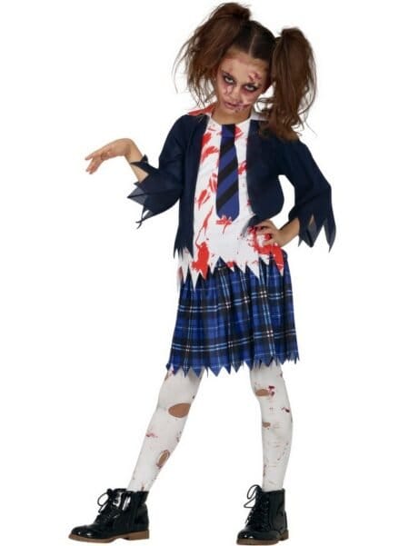 Pohled zepředu na kostým Zombie Studentka