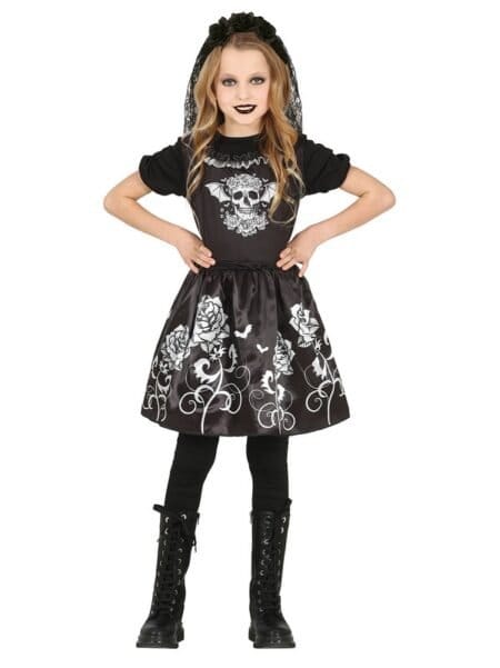 Pohled zepředu na dětský karnevalový kostým Gothic tanečnice