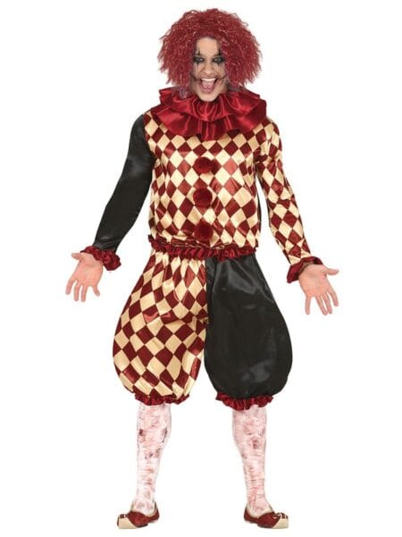 horor klaun kostým, klaunský kostým pro dospělé, Halloween kostým, karnevalový kostým, strašidelný kostým, kostým pro dospělé, karneval, Halloween, strach a zábava