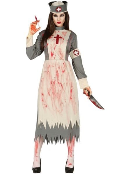 Pohled zepředu na kostým Zombie Zdravotní Sestra