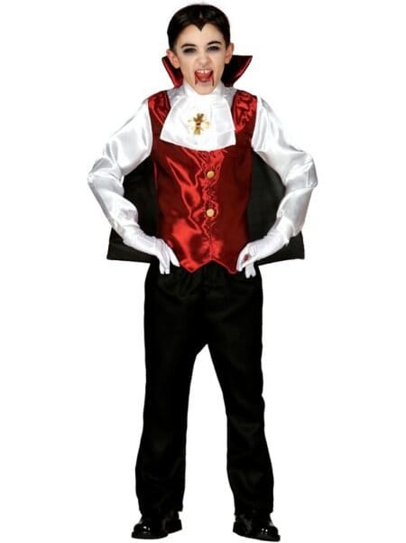 Pohled zepředu na dětský kostým Dracula